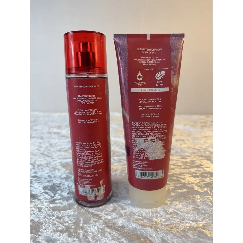 Bath & Body Works Twisted Peppermint Mist & Body Cream Gift Set‎ New